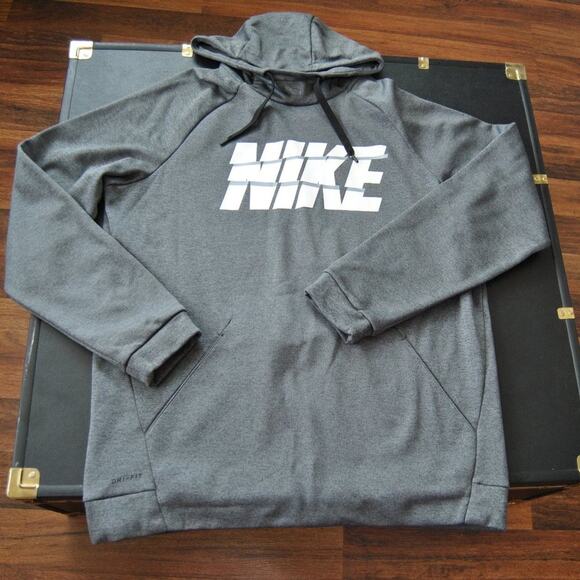 Large Gray Nike Hoodie w/ White Front Logo - Picture 1 of 6